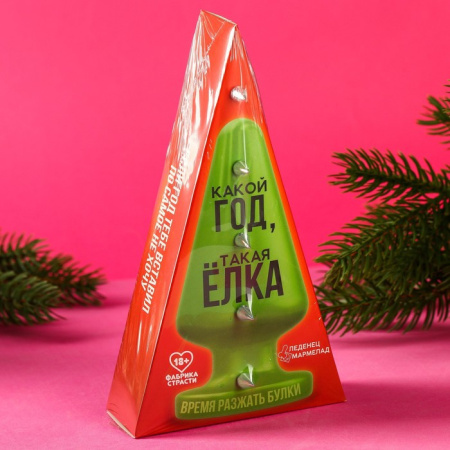 Набор в коробке с шипами «Какой год - такая и ёлка»: леденец 20 г. и мармеладные презервативы, 36 г.